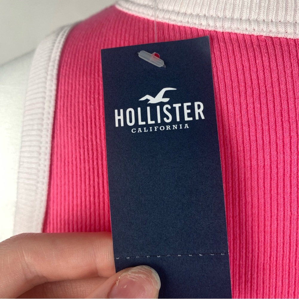 NWT Hollister Pink and White Hawaii Tank Top Sleeveless Top Size Medium - Picture 3 of 8